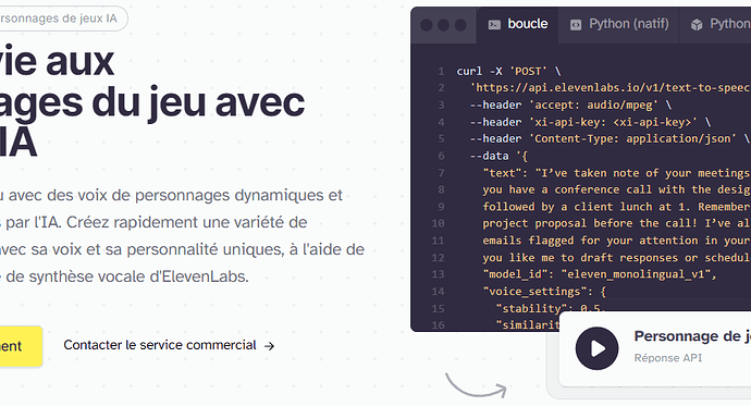 ElevenLabs pour les personnages de jeux