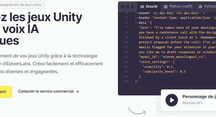 ElevenLabs avec Unity et Unreal Engine