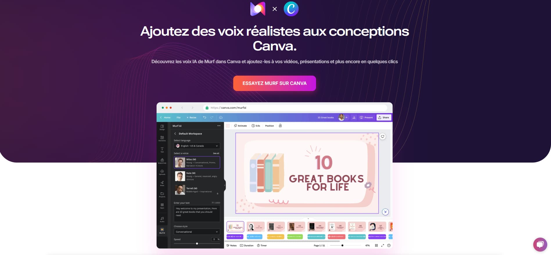 Comment ajouter des voix réalistes aux conceptions Canva