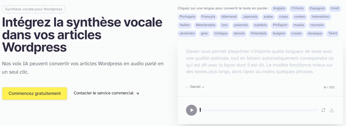 Synthèse vocale et voix off IA pour votre blog Wordpress