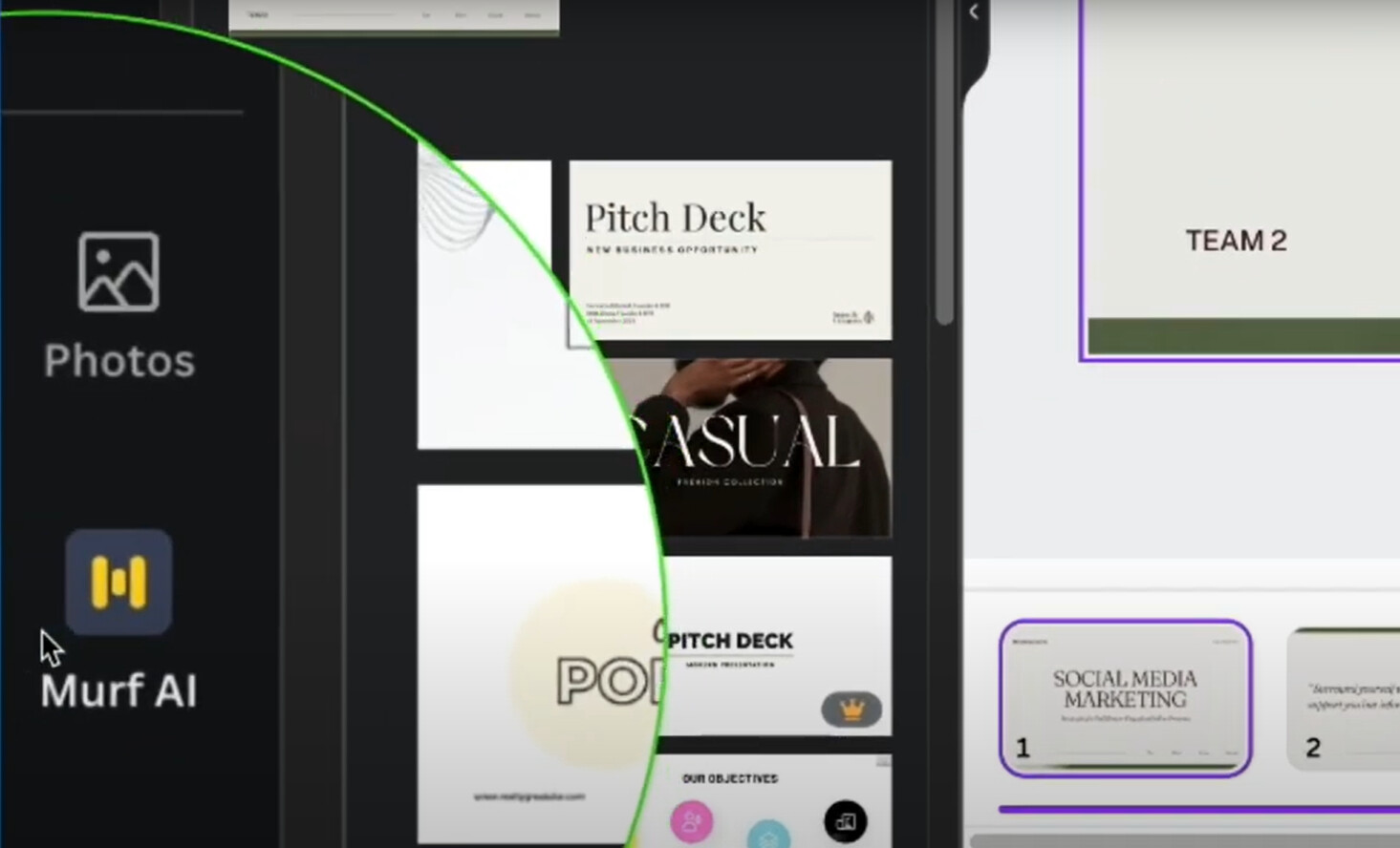 icône MurfAI apparaître à gauche de votre interface Canva
